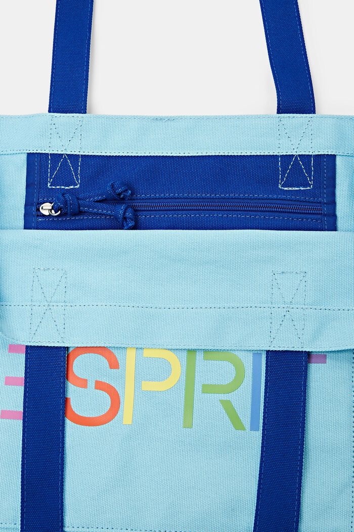 Logo Canvas Tote Bag, LIGHT TURQUOISE, detail image number 4