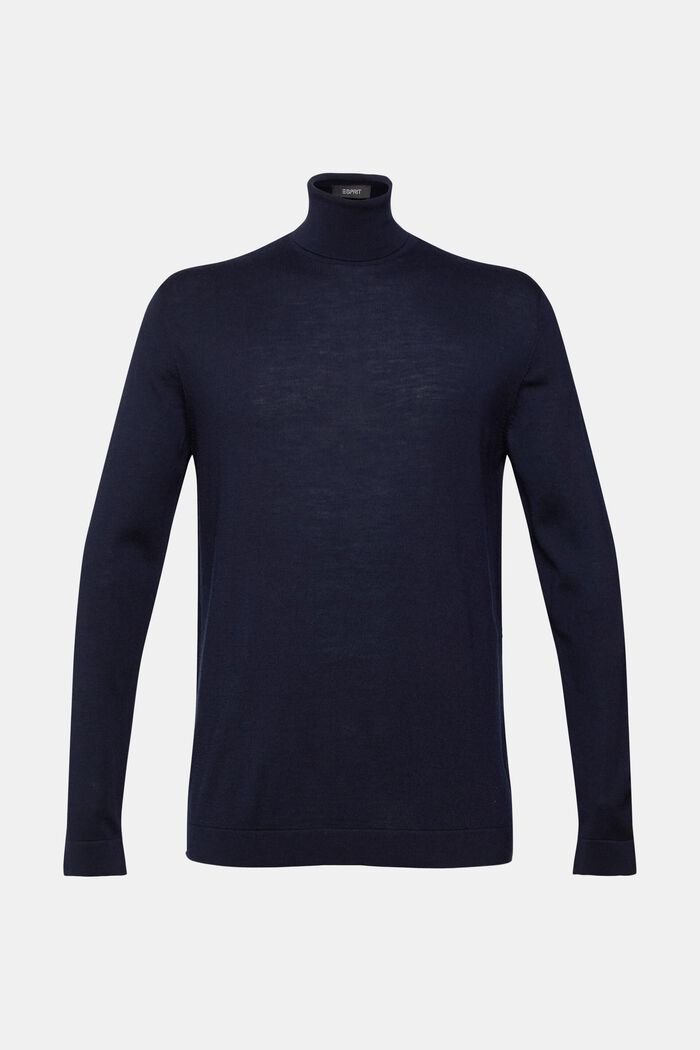 Roll neck wool sweater, NAVY, detail image number 2