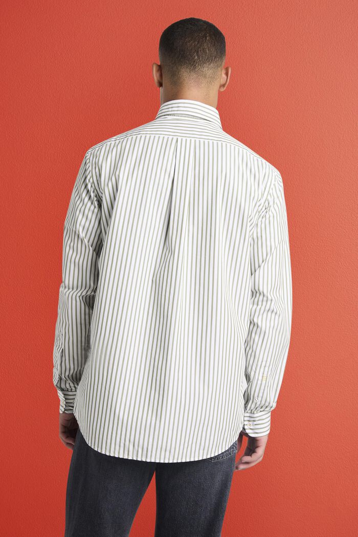 Striped Cotton-Poplin Shirt, LIGHT KHAKI, detail image number 3