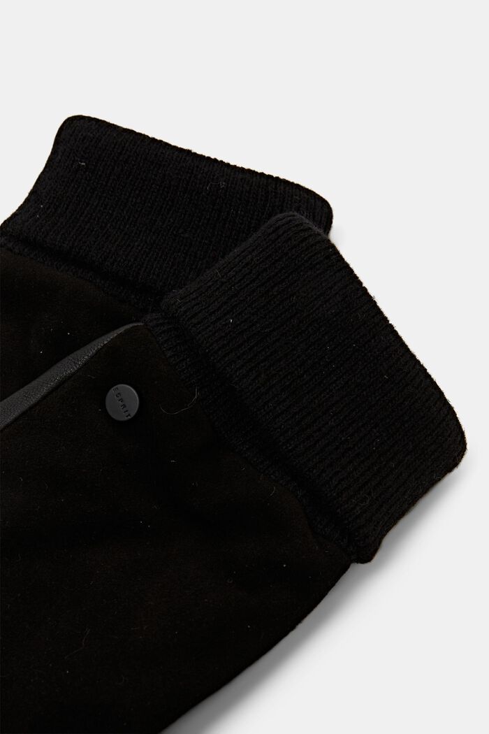 Leather SuedeTouchscreen Gloves, BLACK, detail image number 1