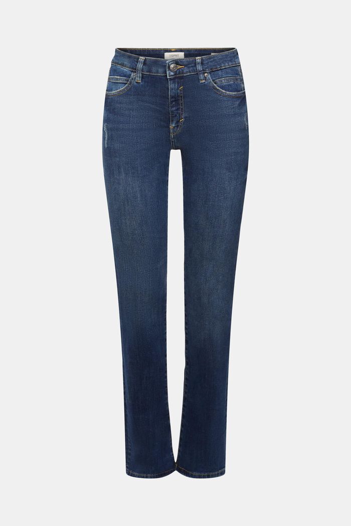 Mid-Rise Straight Jeans, BLUE DARK WASHED, detail image number 2