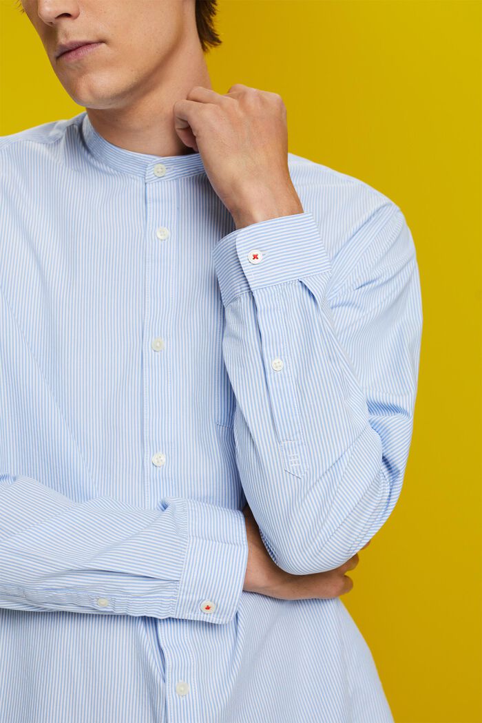 Pinstripe cotton shirt with mandarin collar, GREY BLUE, detail image number 2