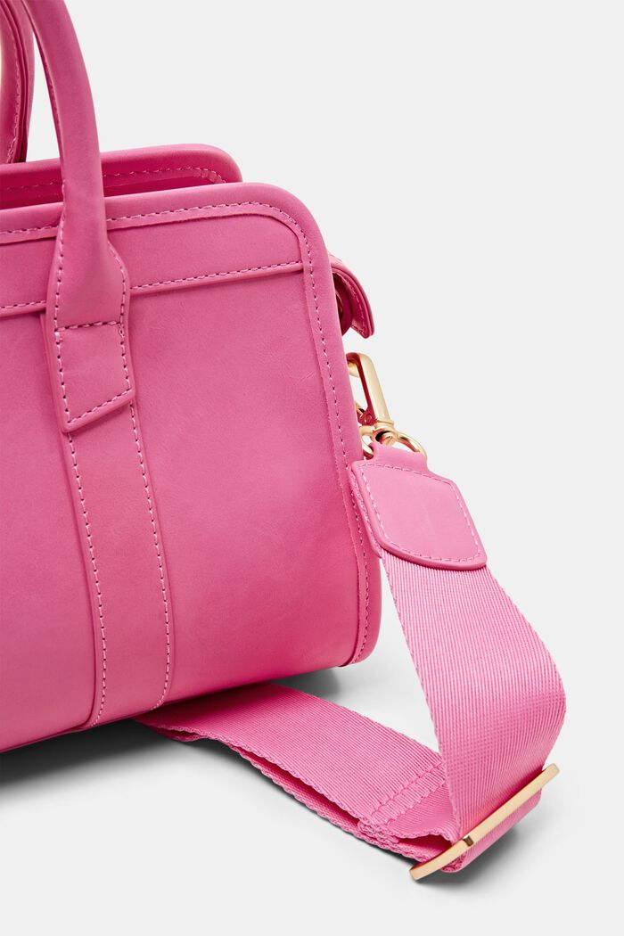 Faux Leather Top Handle Bag, PINK, detail image number 1