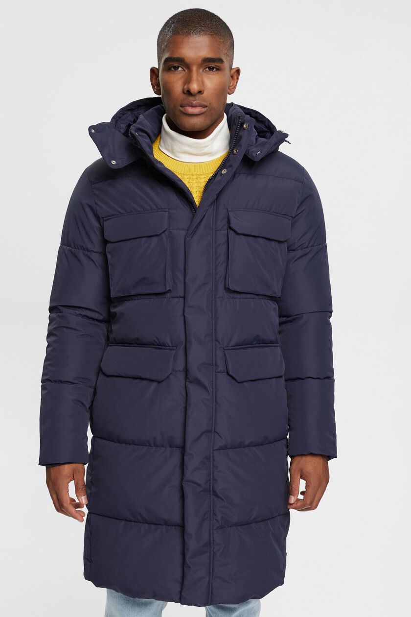 Quilted coat with detachable hood