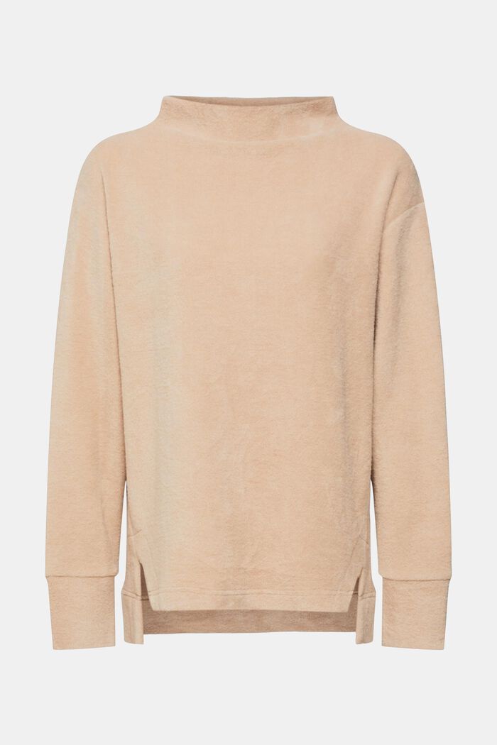 Furry sweatshirt with stand-up collar, LIGHT TAUPE, detail image number 6