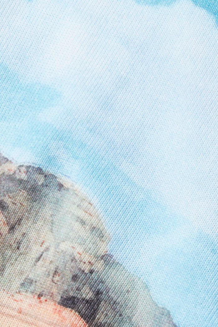 All-over landscape digital print cropped sweater, TURQUOISE, detail image number 1