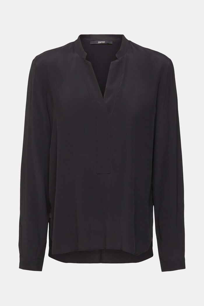 V-neck blouse, LENZING™ ECOVERO™, BLACK, detail image number 5