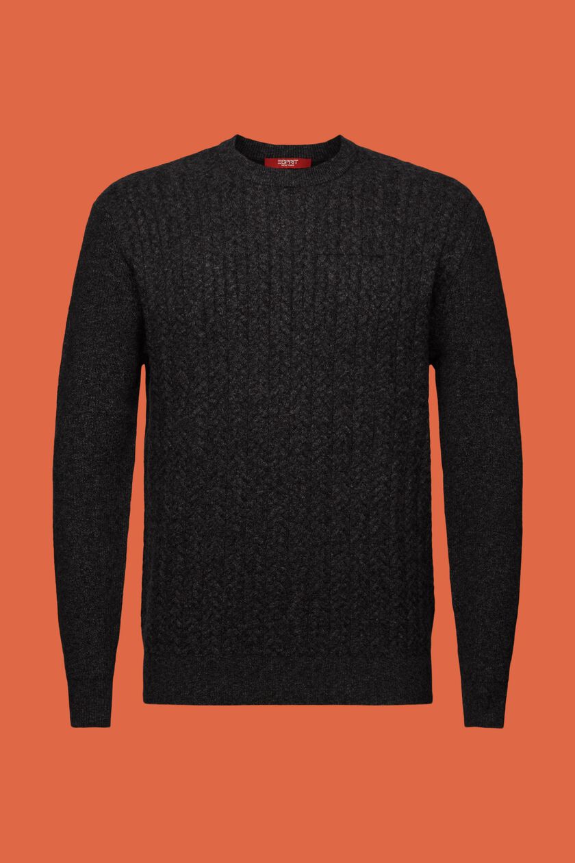 Melange Cable Knit Crewneck Sweater