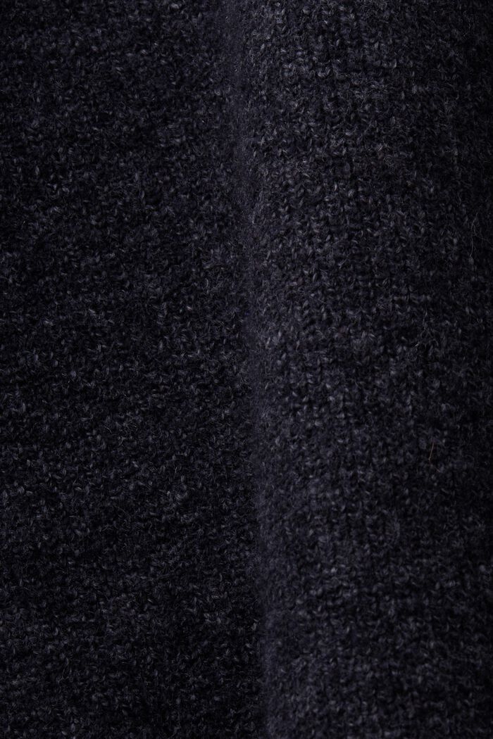 Cable Knit Bomber Cardigan, BLACK, detail image number 5