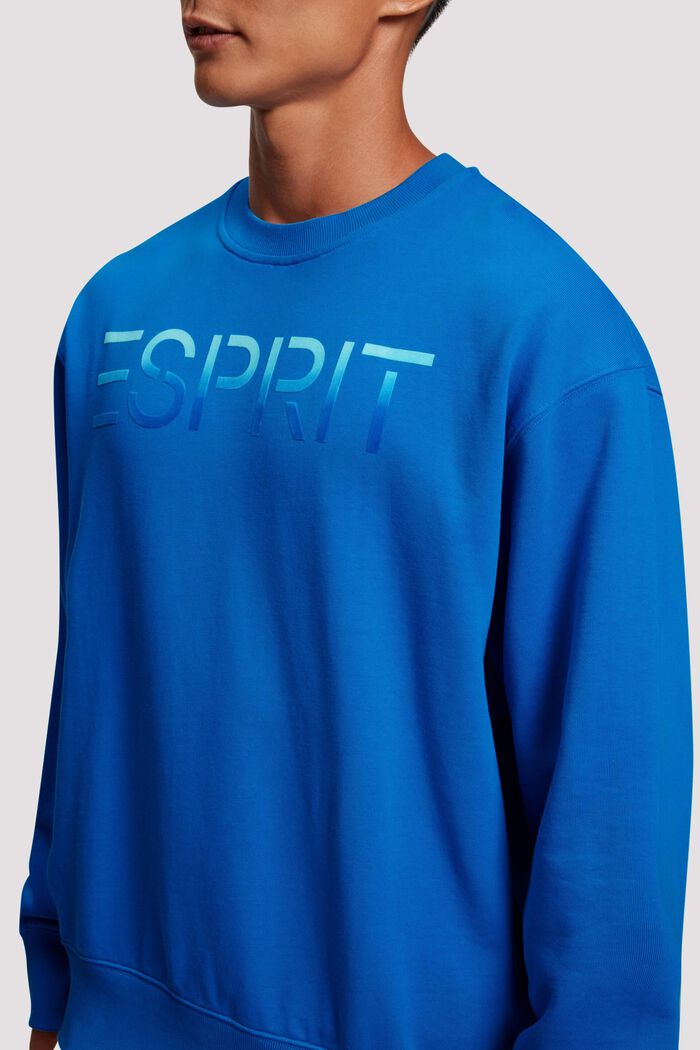 Flocked logo applique sweatshirt, BRIGHT BLUE, detail image number 1