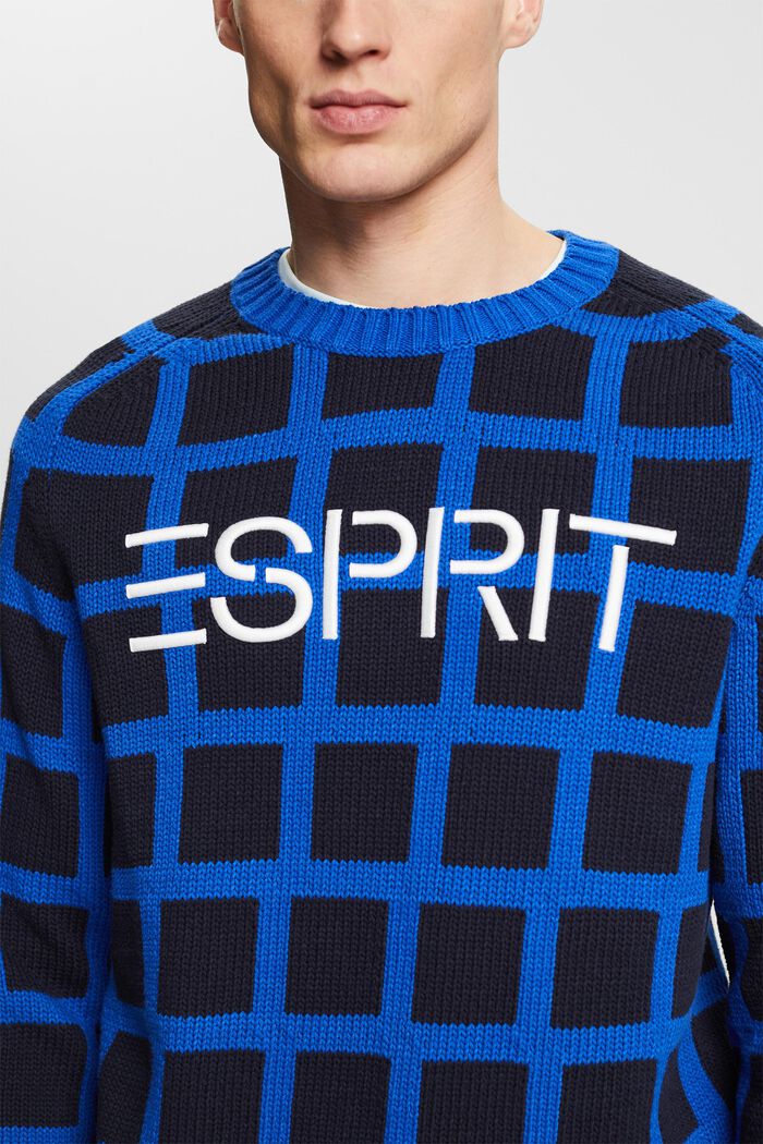 Logo Chunky Knit Sweater, BRIGHT BLUE, detail image number 3