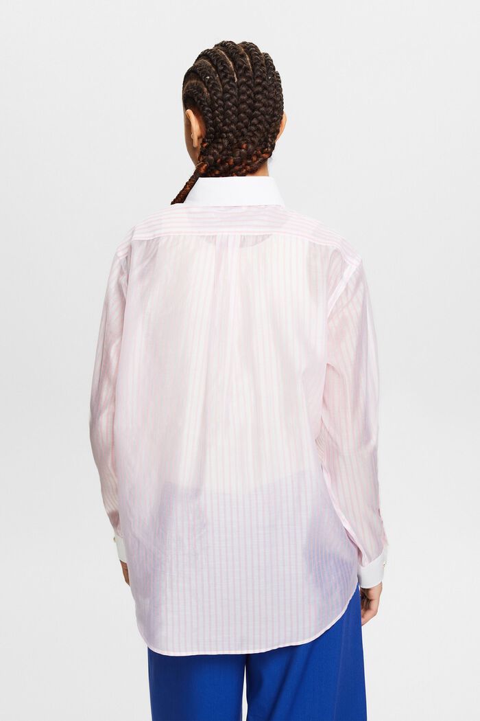 Sheer Striped Button-Up Shirt, PASTEL PINK, detail image number 2