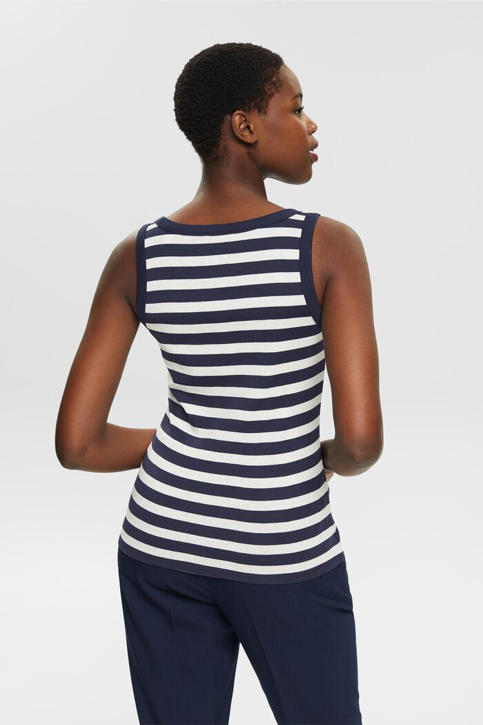 Striped Cotton Tank Top, NAVY, detail image number 3