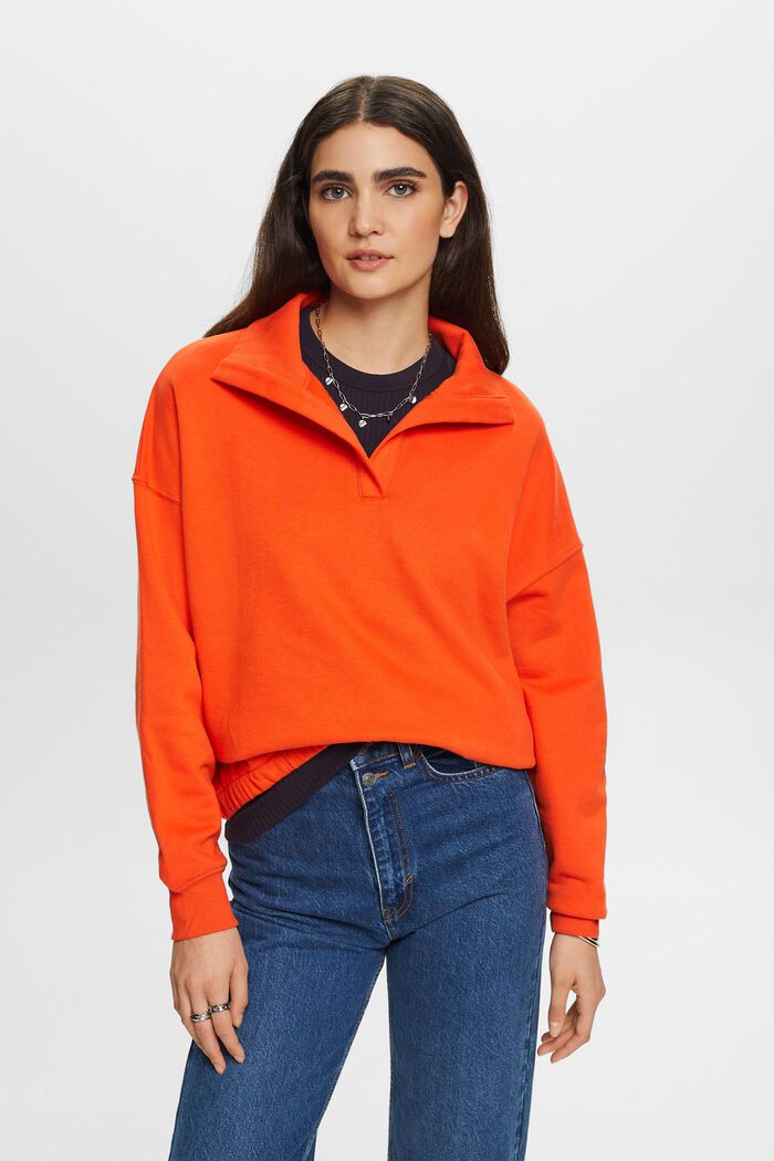 Fleece Pullover Sweatshirt, BRIGHT ORANGE, detail image number 0