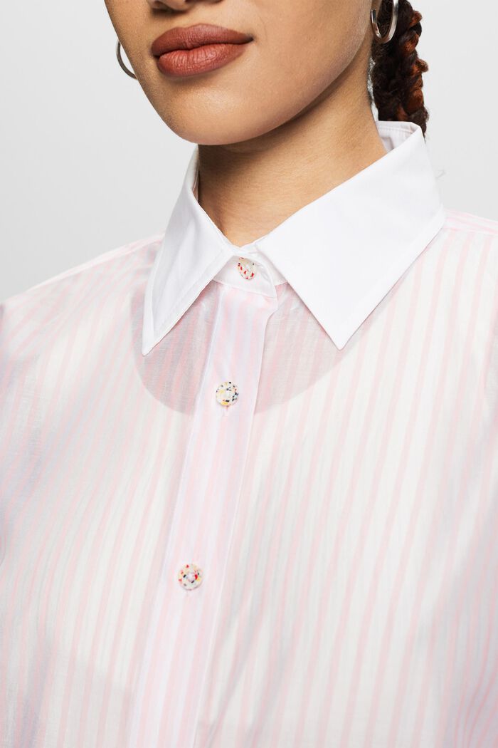 Sheer Striped Button-Up Shirt, PASTEL PINK, detail image number 3