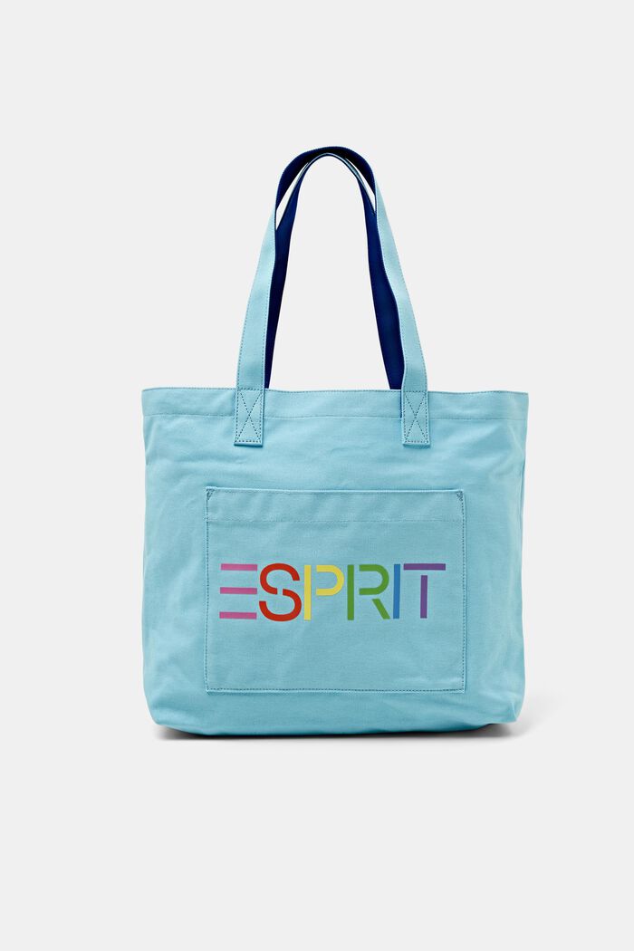 Logo Canvas Tote Bag, LIGHT TURQUOISE, detail image number 0