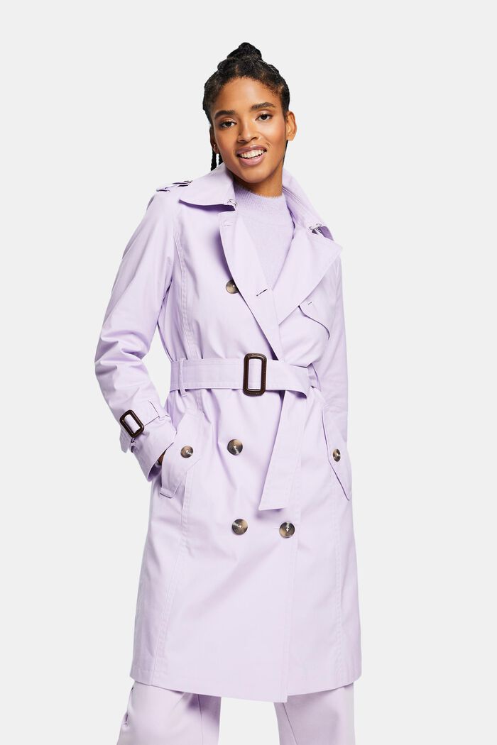 Belted Double-Breasted Trench Coat, LAVENDER, detail image number 0