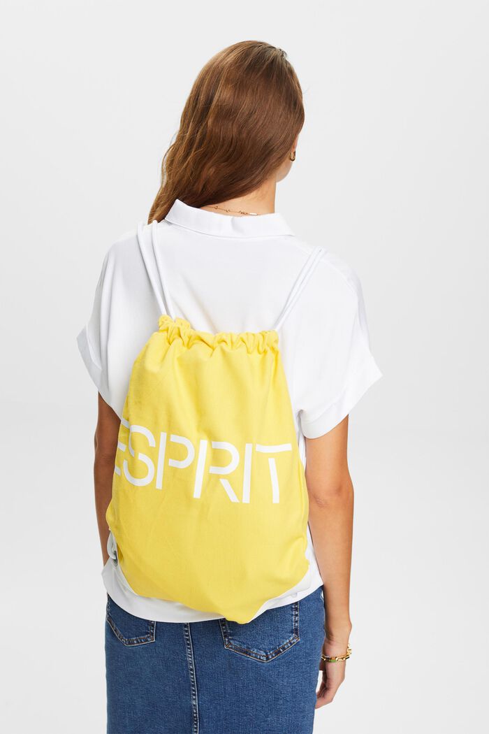 Cotton Canvas Logo Drawstring Backpack, YELLOW, detail image number 5