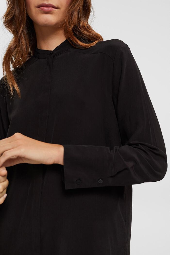 Blouse with banded collar, BLACK, detail image number 3