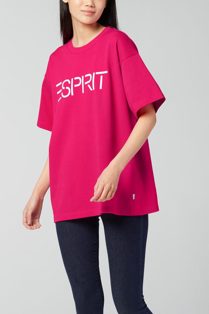 Unisex T-shirt with a logo print, PINK FUCHSIA, detail image number 1