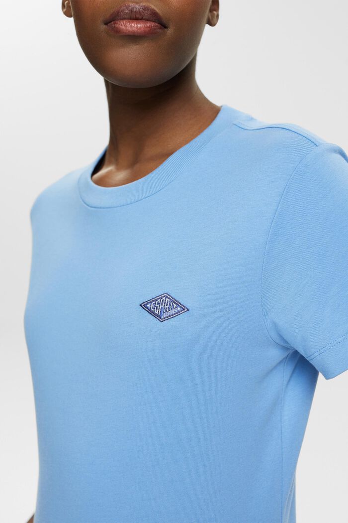 Logo Embroidered Cotton Jersey T-Shirt, LIGHT BLUE LAVENDER, detail image number 2