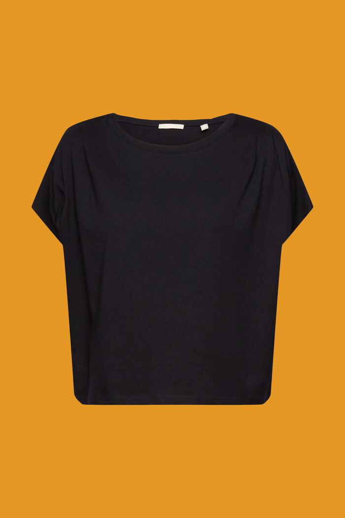 T-shirt with pleated details, BLACK, detail image number 6