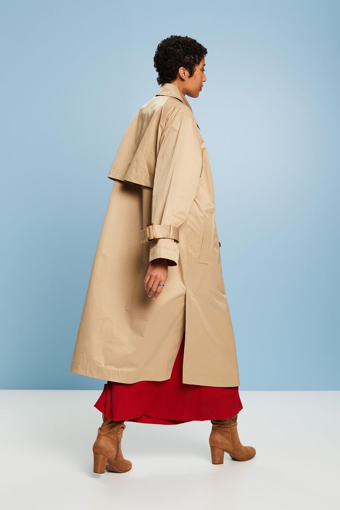 Double-Breasted Trench Coat, BEIGE, detail image number 2