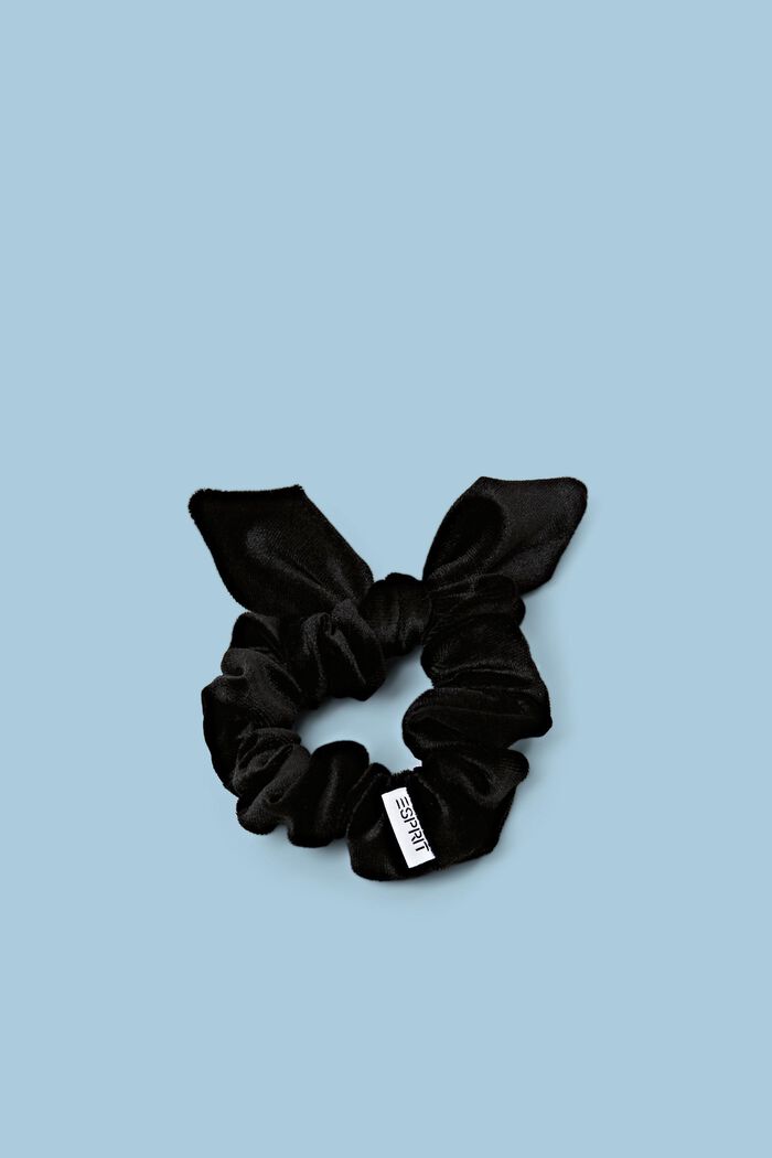Velvet Bow Scrunchie, BLACK, detail image number 0