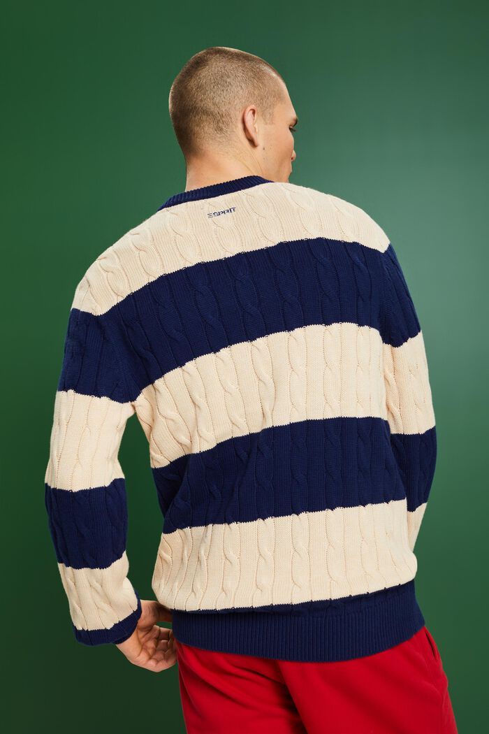 Striped Cable Knit Sweater, SAND, detail image number 2