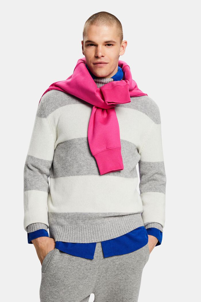 Cashmere Striped Turtleneck Sweater, LIGHT GREY, detail image number 6