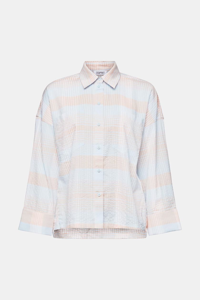 Printed Seersucker Button-Up Shirt