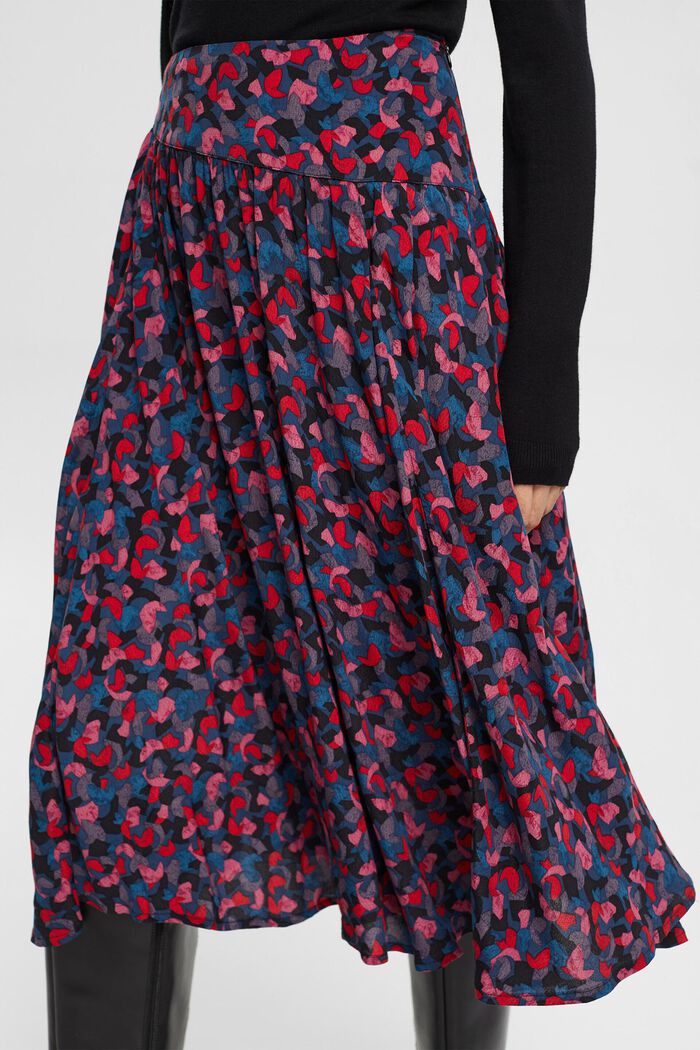 Printed midi-skirt with gathers, PINK, detail image number 2