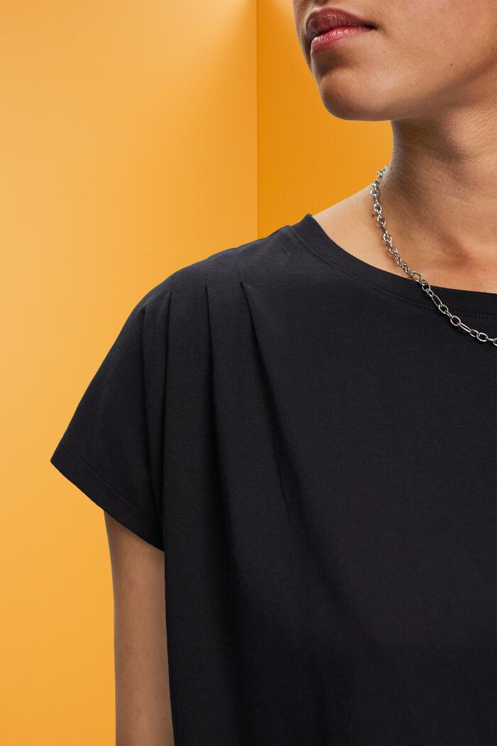 T-shirt with pleated details, BLACK, detail image number 2