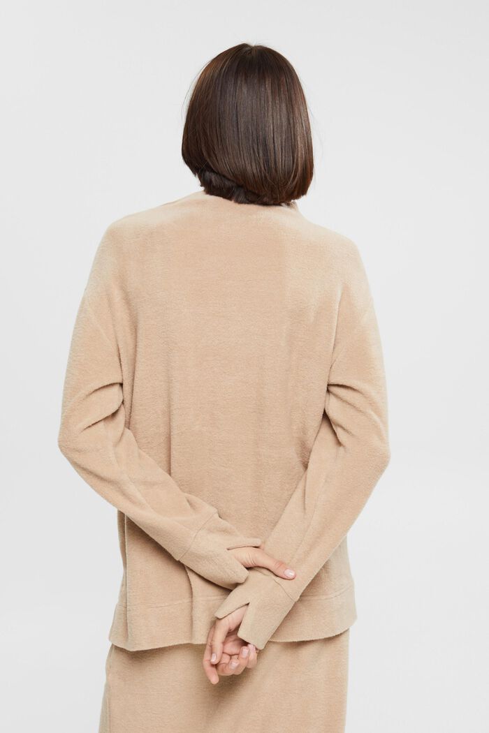 Furry sweatshirt with stand-up collar, LIGHT TAUPE, detail image number 3