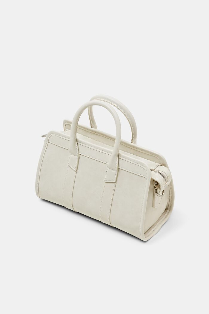 Faux Leather Top Handle Bag, CREAM BEIGE, detail image number 2