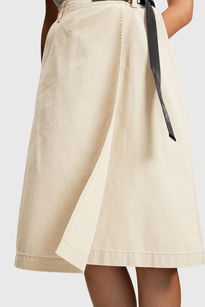 Buckle waist wrapped midi skirt, CREAM BEIGE, detail image number 3