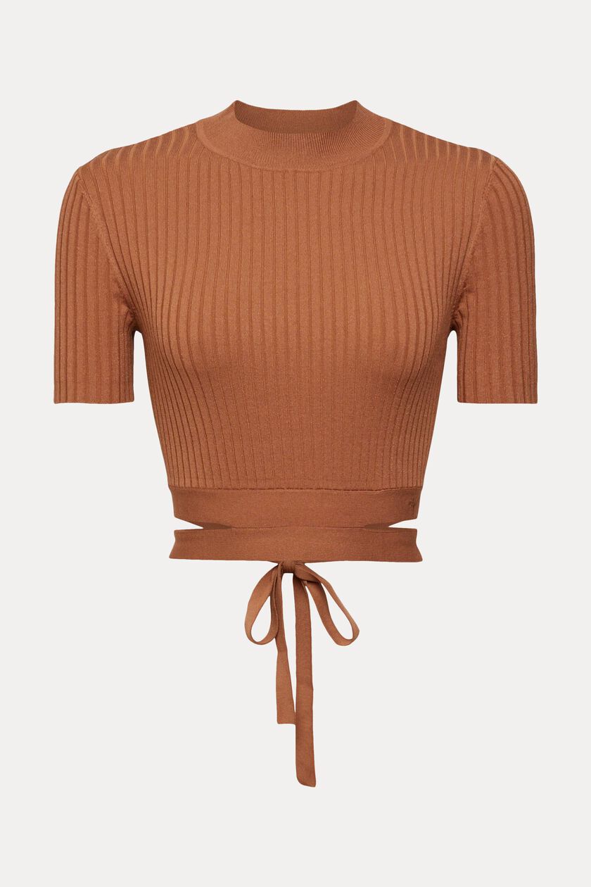 Tie Detail Ribbed Knit Cropped Top
