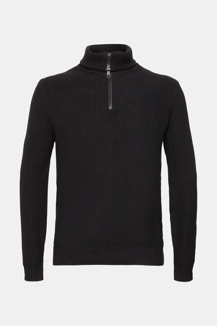 Chunky half-zip jumper, BLACK, detail image number 2