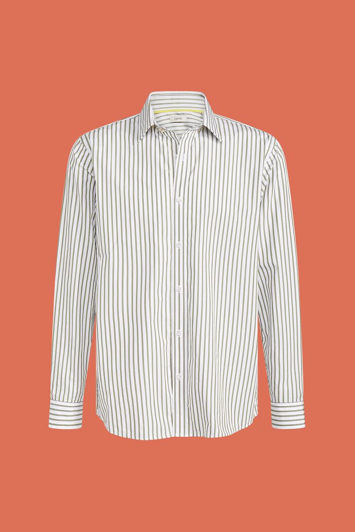 Striped Cotton-Poplin Shirt, LIGHT KHAKI, detail image number 5