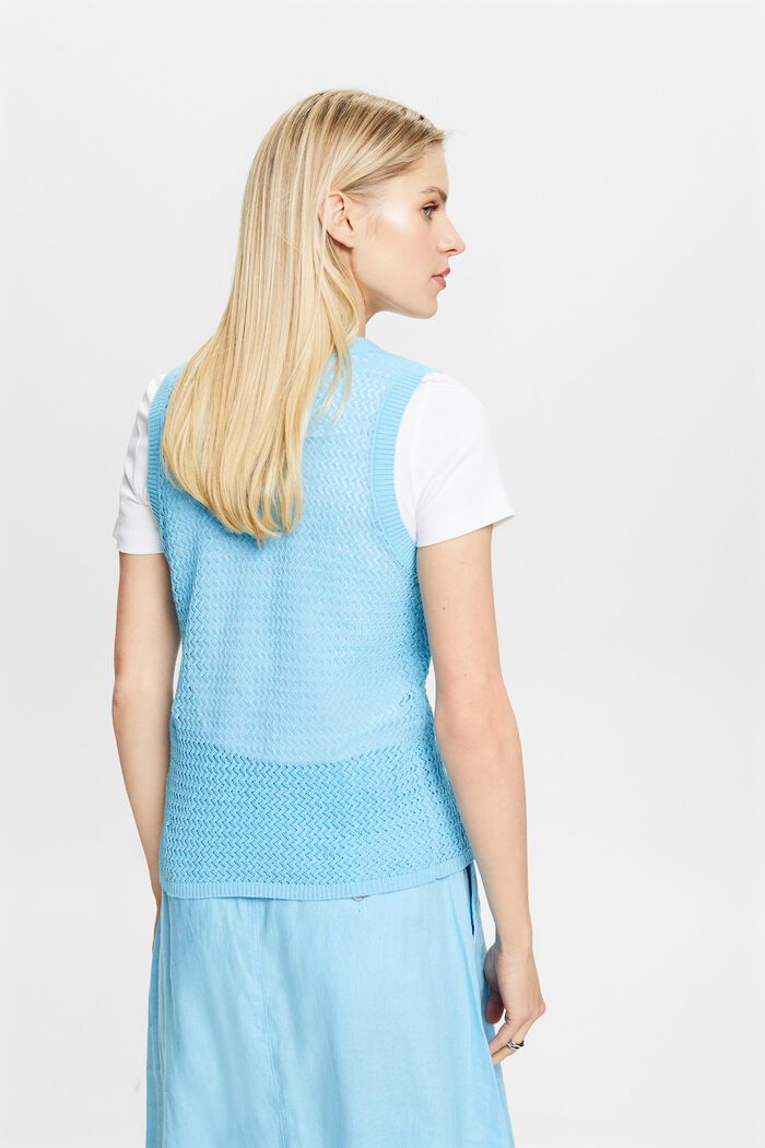 Structured V-Neck Sleeveless Sweater, LIGHT TURQUOISE, detail image number 2