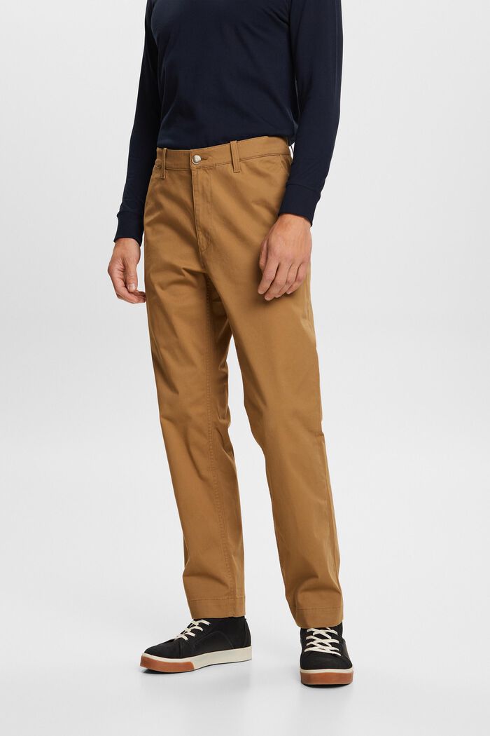 Cotton-Twill Straight Chinos, CAMEL, detail image number 0