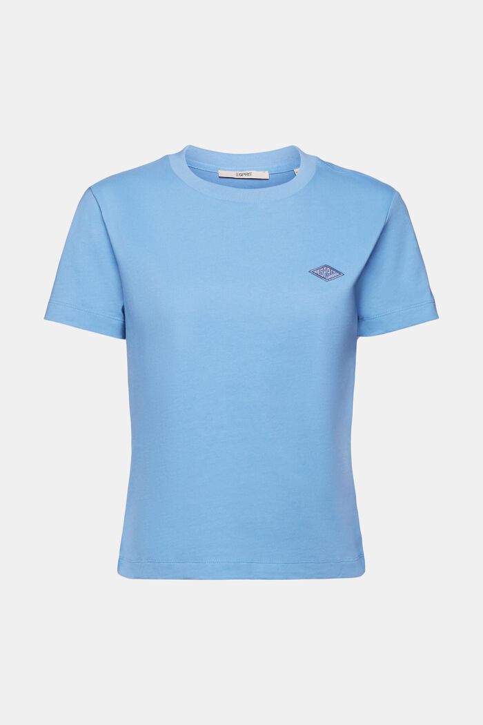 Logo Embroidered Cotton Jersey T-Shirt, LIGHT BLUE LAVENDER, detail image number 6