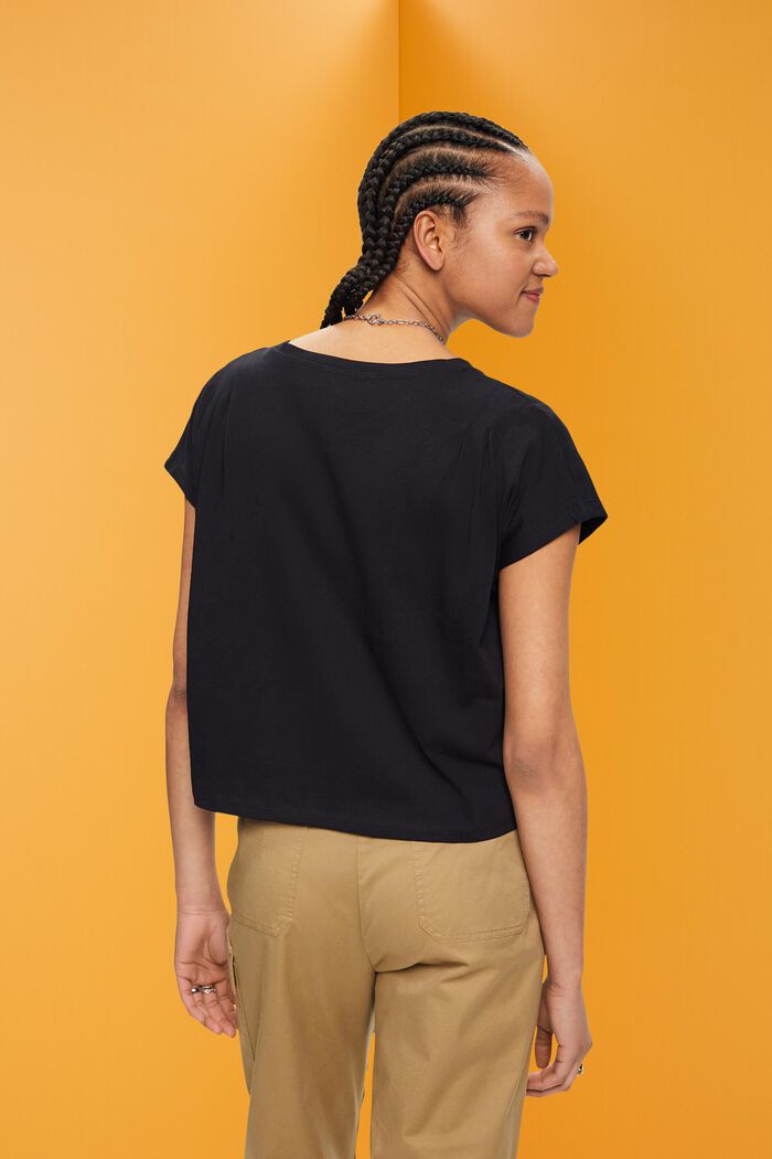 T-shirt with pleated details, BLACK, detail image number 3