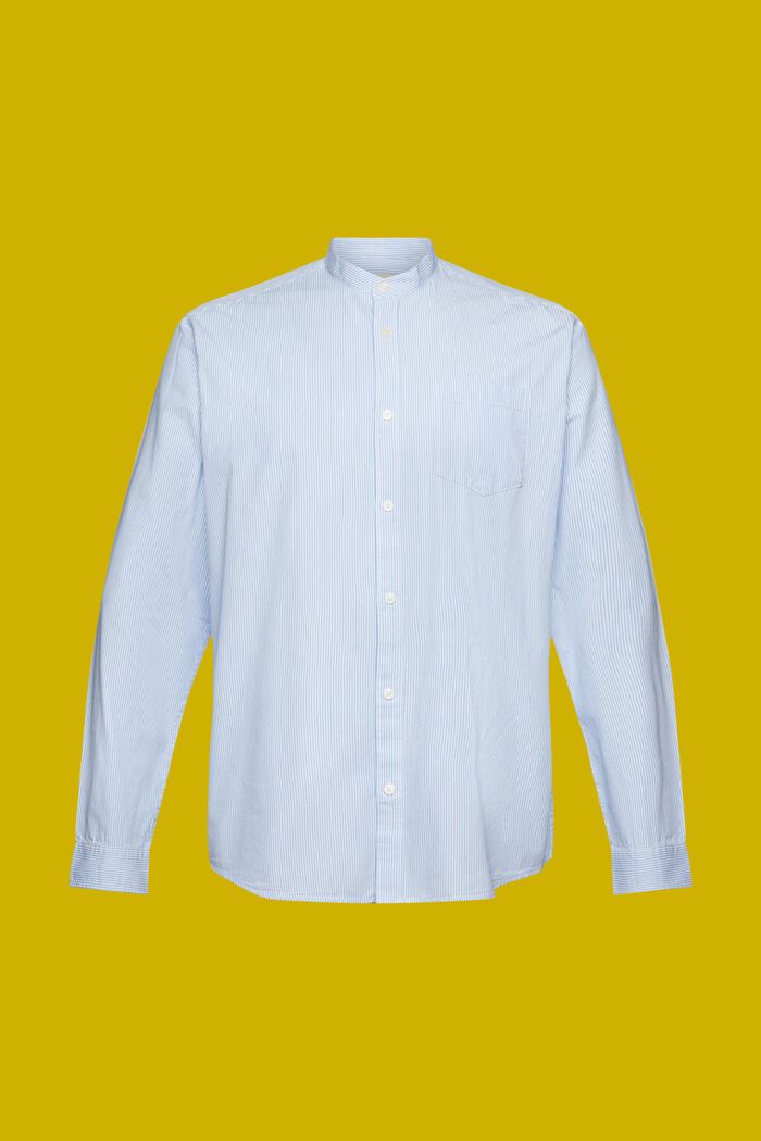 Pinstripe cotton shirt with mandarin collar, GREY BLUE, detail image number 5