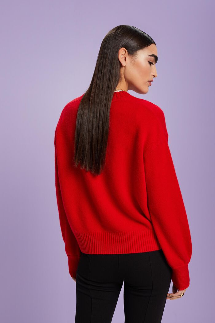 Cashmere V-Neck Sweater, RED, detail image number 2