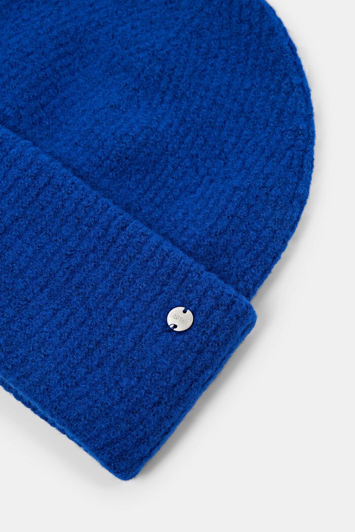 Rib-Knit Beanie, BRIGHT BLUE, detail image number 1