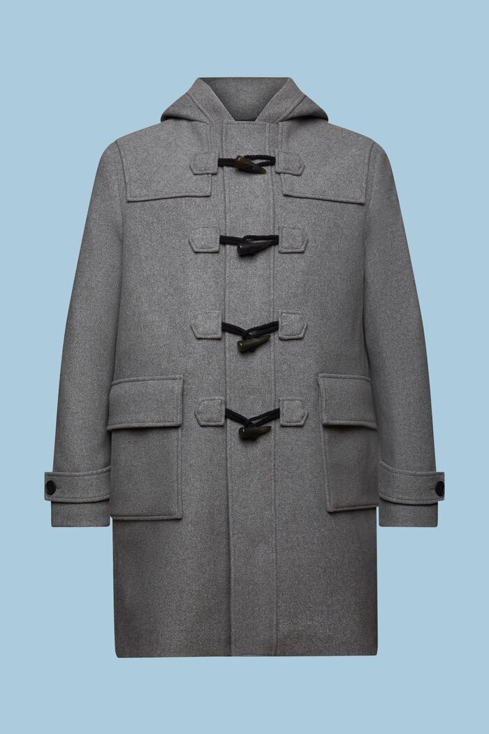 Wool Blend Duffle Coat, MEDIUM GREY, detail image number 6