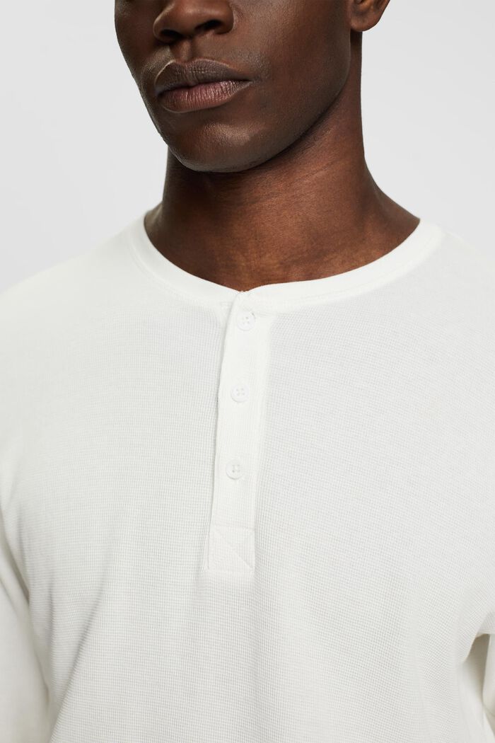 Long sleeve waffle piqué top, OFF WHITE, detail image number 2