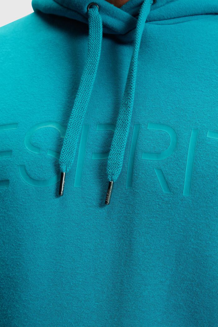 Logo print hoodie, TEAL BLUE, detail image number 2
