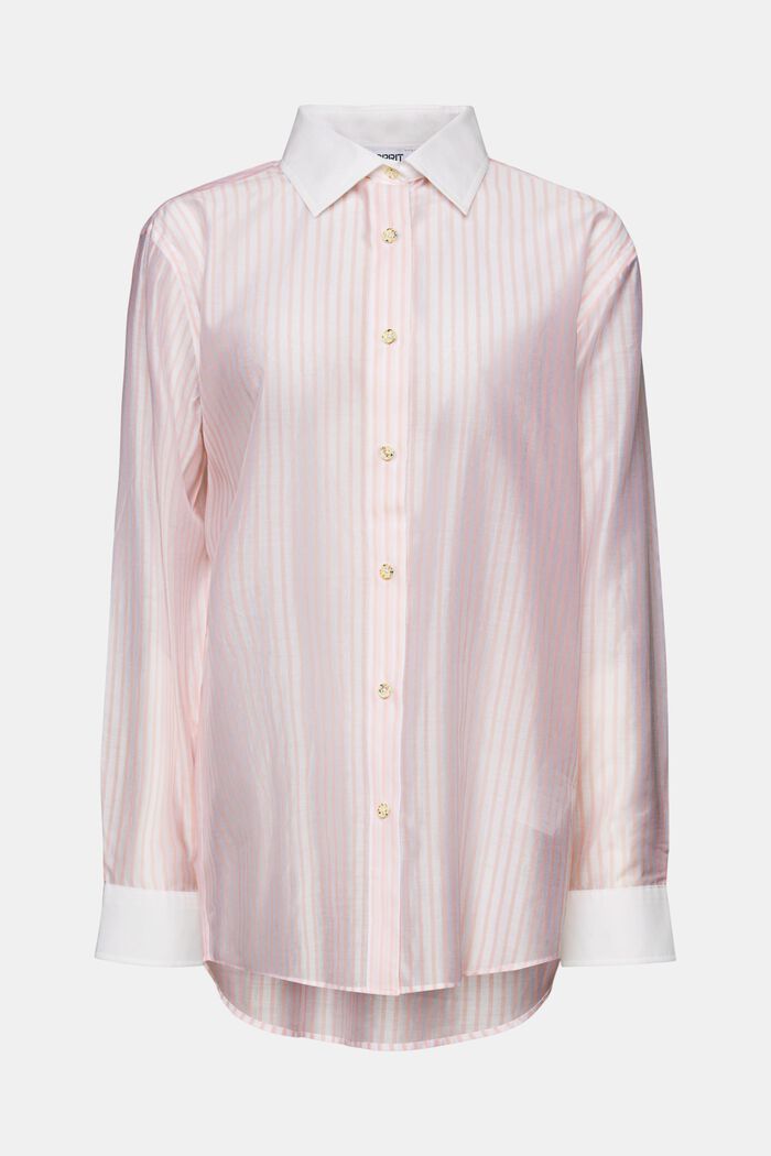 Sheer Striped Button-Up Shirt, PASTEL PINK, detail image number 6